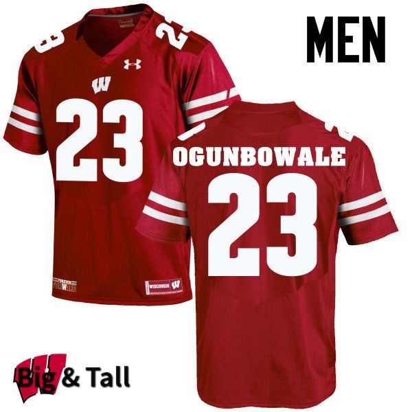 Wisconsin Badgers Men's #23 Dare Ogunbowale NCAA Under Armour Authentic Red Big & Tall College Stitched Football Jersey GK40Z55FM